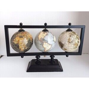 Triple Globe Center Piece Decorative Conversation Home Office Approx 14" x 8"